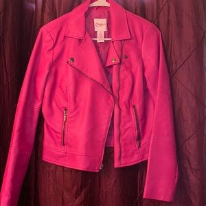 Hot Pink Faux leather Jacket